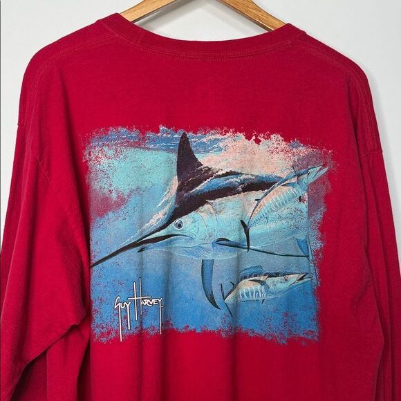 Guy Harvey Men's Red Long Sleeve Shirt XL - Picture 5 of 7